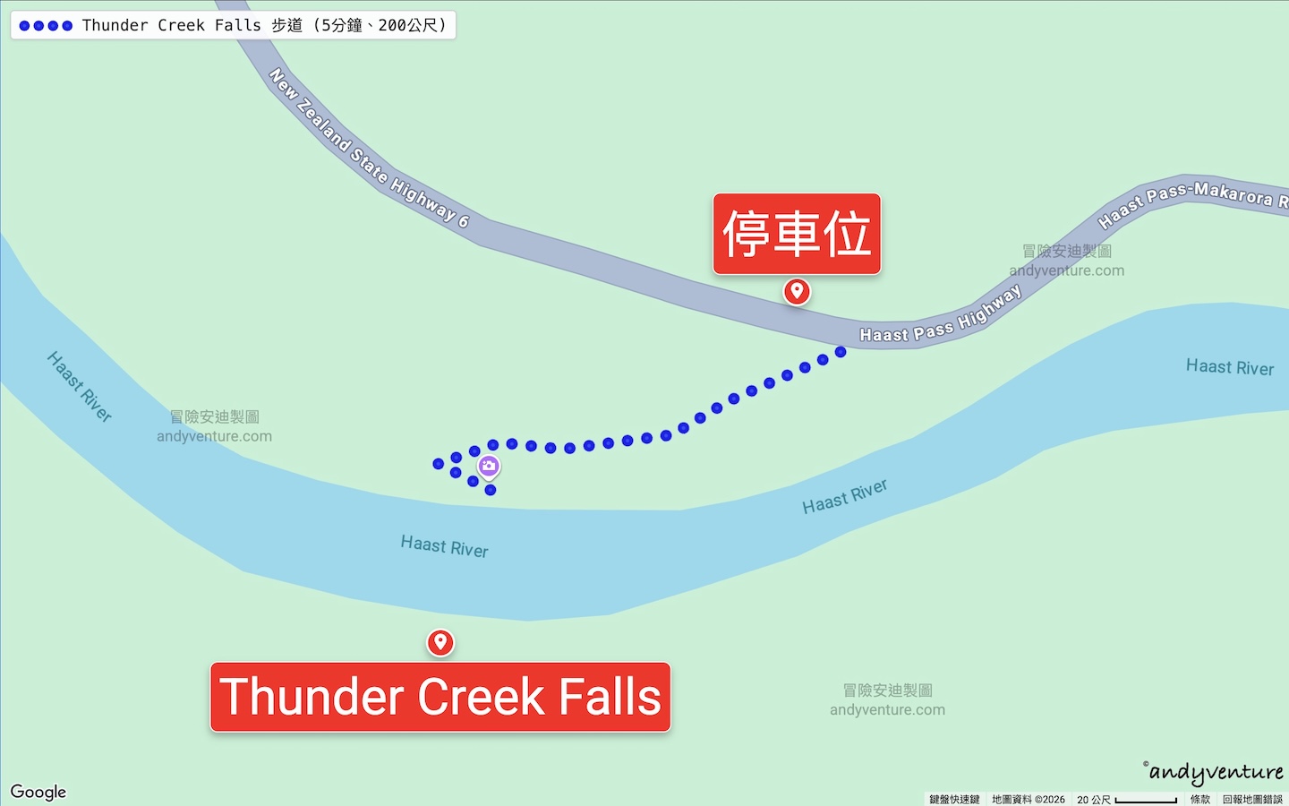 Thunder Creek Falls 路線圖